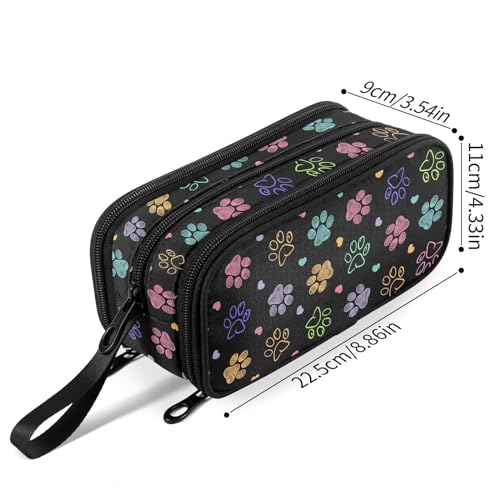 Image of Fustylead Colorful Doodle Cute Paw Print Large Pencil Bag Storage Pen Case Makeup Pouch Stationery Bag for School College Office Organizer