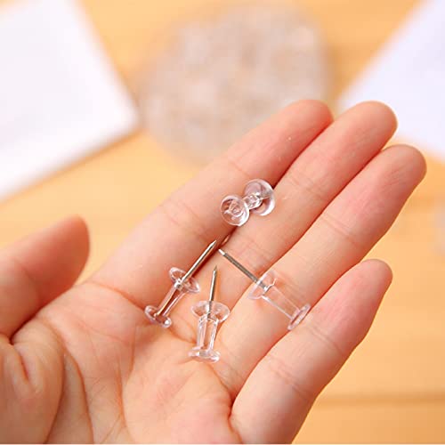 140 Pcs Push Pins, Clear Plastic Head Steel Pin, Standard Thumb Tacks Steel Point - Thumbnail 6