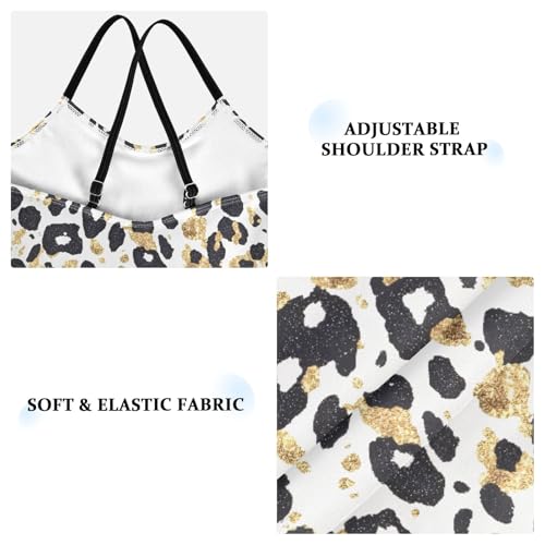 senya Girls Swimsuits One-Piece Swimwear Tie Bathing Suit Beach Summer Round Neck 9-10T Leopard Print Gold Stamping Pattern3