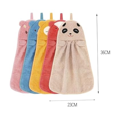 XFLYP 5 Stück Handtuch für die Küche zum Aufhängen mit Schlaufen, Weiche Koralle, Absorbent Super Weich Waschlappen mit Aufhängeöse Geeignet, für Küche und Bad, (36x23cm) – Bild 7