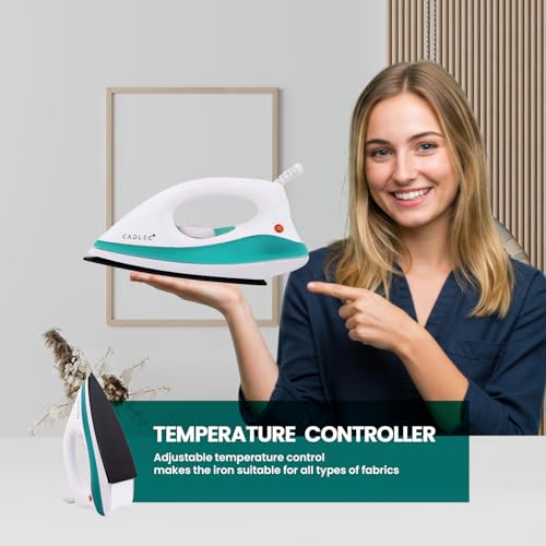 Image of Cadlec Advanced Lightweight Dry Iron with Non-Stick Teflon Coating | 1000W | Sleek Design | 2-Year Warranty