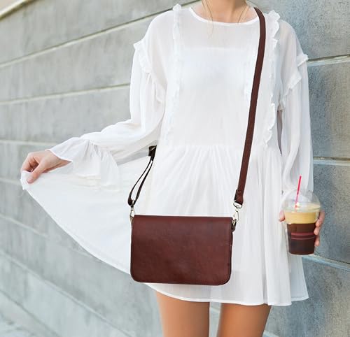 Leather Crossbody Bag for Women, Burgundy Leather, Adjustable Strap4