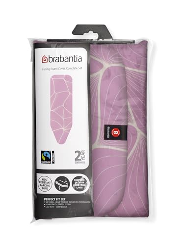 Image of Brabantia Ironing Board Cover B (Lilac Waves), 49 x 15 in. /124 x 38 cm with 0.3 in. /8 mm Foam Padding, Steam Iron Compatible Ironing Board Coverlet, Padded Cover Made from Fairtrade Material