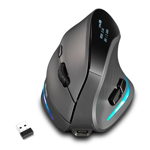 Image of Gaming Mouse with Display, Wireless Vertical Ergonomic Mouse with Tri-Mode Connectivity, 7 Programmable RGB Buttons, 4000 DPI, Rechargeable for PC Laptop Mac