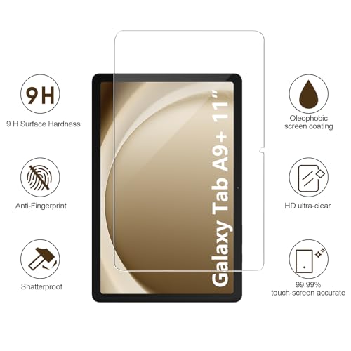SIBEITU 2 Pack Screen Protector for Samsung Galaxy Tab A9 Plus 11 Inch 2023, HD 9H Hardness Tempered Glass Film for Galaxy Tab A9+ 5G (SM-X210/X216/X218), Anit Scratch & Case Friendly