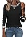 Rapbin Pullover Damen Sweatshirt Rundhals Langarm Oberteil Elegant Langarmshirt Winter Kontrast Tops Schwarzweiß