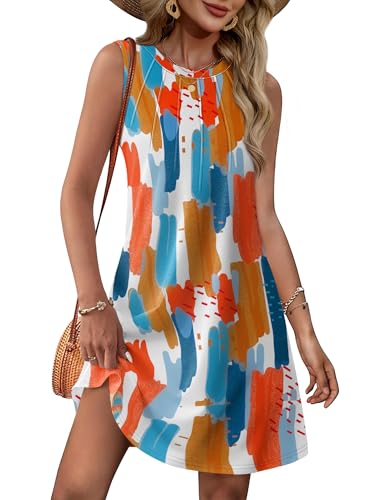 WIHOLL Summer Dresses for Women 2025 Loose Crew Neck Sleeveless S...