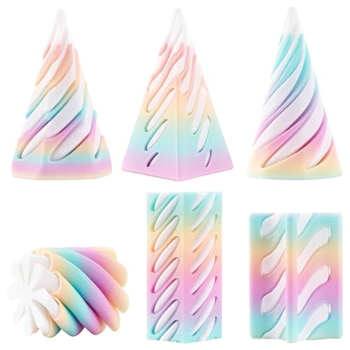 6 PCS 3D Printed Spiral Cone Fidget Toy The Impossible Spiral Fidget Toy 3D Printed Decompression Spiral Cone Toys Mini Stress Relief Decorations Toy for Kids Adult Gift
