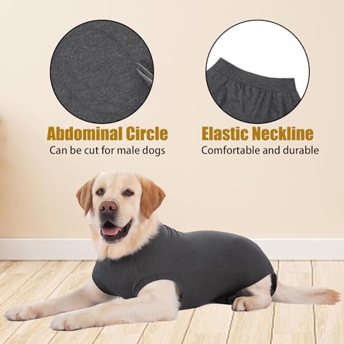 Axcimond Hundebody Nach Op Leckschutz Op Body Hund Kastration Hündin Rüde Medical Pet Shirt Hund Einteiler Wundschutzanzüge für Hunde Mit Klettverschluss Alternativen zu Kegel und Halskrause Grau XS