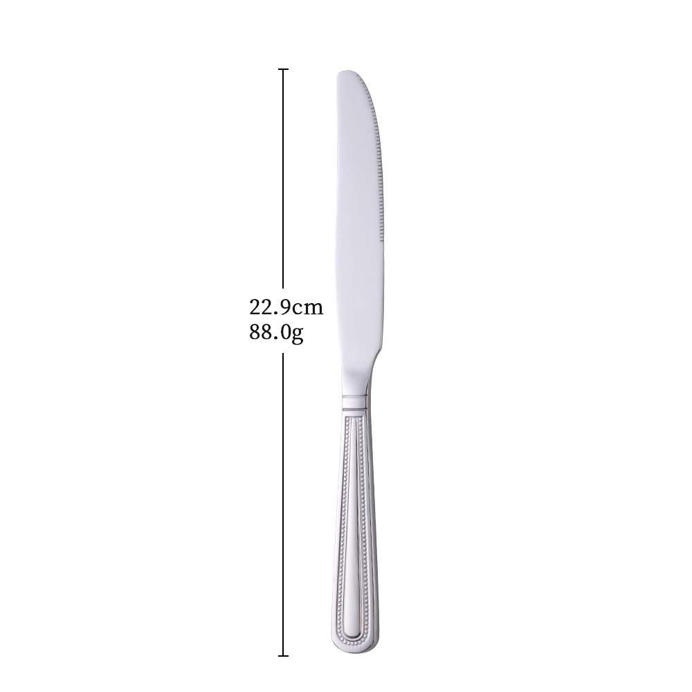 Meisha Classic Bead Coltello da tavola, 12 Pezzi Set coltelli da Cucina, coltelli in Acciaio Inossidabile, Finitura a Specchio, Uso per Home Restaurant - Argento