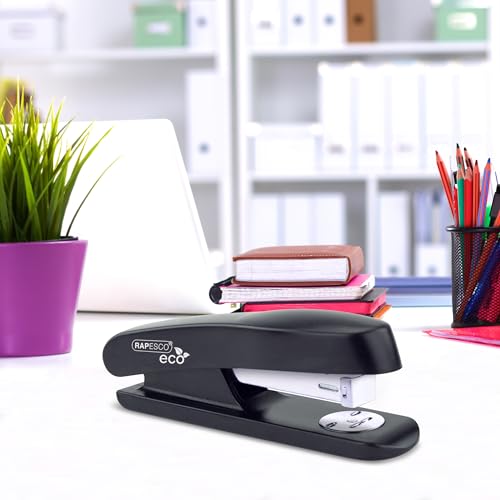 Rapesco 1756 Business Pack: 4 ECO Half Strip Staplers and 4 Boxes of 1000 26/6mm Staples, 20 Sheet Capacity, Black - 7
