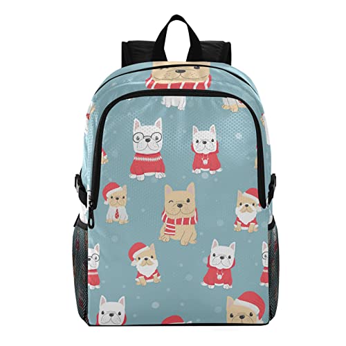 Cartable bouledogue chien Noël sac à dos léger pliable imperméable voyage enfant