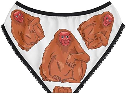 Uakari Animal Cartoon Panties, Uakari Animal Cartoon Underwear, Briefs, Cotton Briefs, Funny Underwear, Panties For Women
