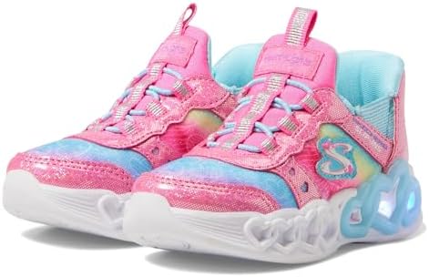 Skechers Girls Infinite Heart Lights-Eternal Shimmer Sneaker, Pink/Multi, 7 Toddler | Image 3