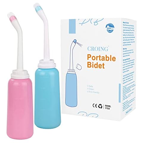 CROING- Pack of 2-500ml Portable Bidet Bottle for Postpartum Essentials (Green and Pink) Cover