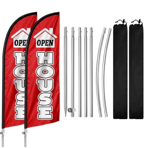 2 Pack Open House Flags, 8FT Open House Signs for Real...