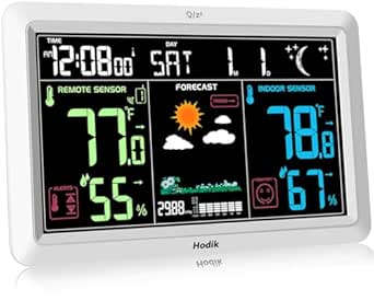 Weather Station with Atomic Clock, Indoor/Outdoor Thermometer, Humidity, Barometer, Hygrometer, and High Precision Sensor