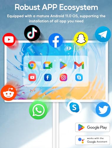 Image of 15.6 inch Digital Signage with 10000mAh Battery, Capacitive Touchscreen Advertising Display, Adjustable Stand, Android 13 Commercial LCD Monitor with Auto Play, Wireless Screen Mirroring, 4+64GB, White