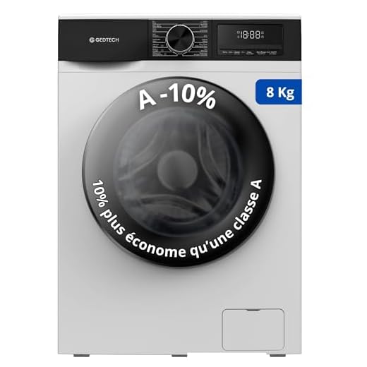Lave-linge frontal GEDTECH GLL81400WH - 8 Kgs - 1400 tr/mn - 16 programmes - Eco - Intensif - Rapide – Très Faible conso - Classe A-10%