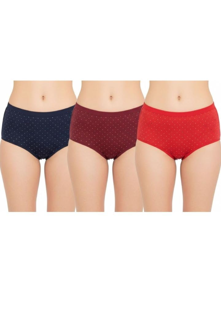 Women's Bikini Panties with Gold Studs, 3-Pack, Navy Blue, Maroon, Red-image-32