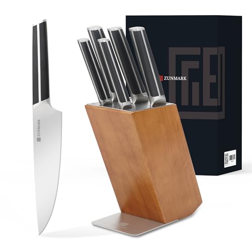 ZUNMARK Set Coltelli da Cucina, Acciaio Tedesco X50CrMoV15 Alto Carbonio (6pcs)