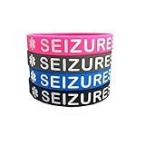 GMXLin Seizure Medical Alert ID Silicone Bracelet 4 Pack Sport Rubber Medical Awareness Emergency Wristbands for Men Women