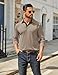 COOFANDY Mens Long Sleeve Polo Shirts Basic Casual Button T-Shirt Lightweight Pullover Shirts Khaki