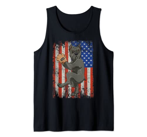 Cane Corso Jugando Béisbol Estados Unidos América Camiseta sin Mangas