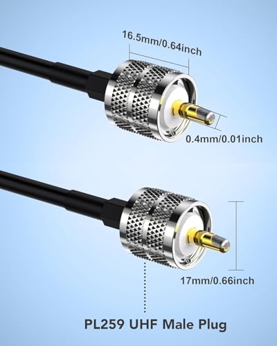Câble PL259 UHF mâle 50 Ohm robuste pour liaisons radio - 7