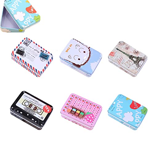 Lata de Almacenamiento Rectangular, 5 Piezas Mini Caja de Almacenamiento de Metal de Hojalata Cover