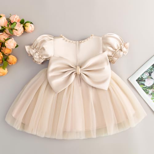 Toddler Baby Flower Girls Dress Wedding Guest Satin Birthday Party Formal Pageant Tulle Dress for Baby Girl3