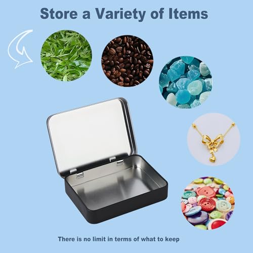 Image of 2 Pcs Flip-Top Tin Rectangular Metal Tin Boxes with Hinged Lids (4.5 x 3.5 x 0.9 Inch), Empty Storage Containers in for Gift Cards, Crafts, Hardware & EDC Survival Kits