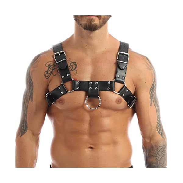 Agoky Herren Verstellbarer PU Leder Body Brust Harness Punk Gothic sexy Sklave Bandage Kostüme Party Klub Outfits