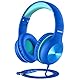 Nabevi Kinder Kopfhörer, Kopfhörer Kinder mit Kabel, 85/94dB Lautstärkegrenze, HD-Ton, Sharing-Funktion, Over-Ear Verstellbare Faltbare Kinderkopfhörer mit Mikrofon für Schule/Reise/PC/iPad, Blau