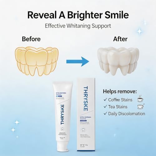 THRYSKE Toothpaste Whitening, THRYSKE Extra Whitening Sensitive Toothpaste, Gentle Formula for Sensitive Teeth, Fresh Breath & Enamel Support, Daily Oral Care, 4.23 Oz,2pc - 3