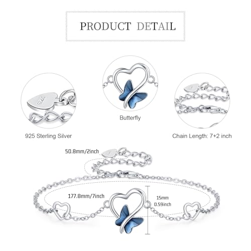 Image of Dragonfly Bracelet 925 Sterling Silver Butterfly Bracelet Adjustable Celtic Moon Bracelet Irish Celtic Jewelry Gifts for Women