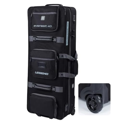 Legend Everest Hybrid Roller Bow Case - Compound Archery Gear Rolling Travel Bag - Compact, Airline-Approved, TSA Lock, Metal Frame, Thick Safety Padding, Extra Pockets - 40 Inches Inside, Black
