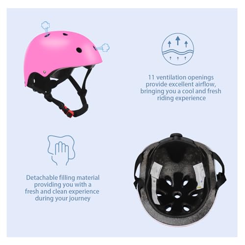 Image of Color Gradient Adjustable Kids Bike Helmet with Knee & Elbow Pads Set | Multi-Sport Safety Gear for Boys & Girls Ages 5-14 | Skateboarding, Scooters, Roller & Inline Skating, Longboarding