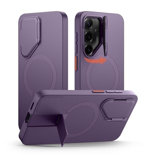 Image of SURITCH for Samsung Galaxy S25+ Plus Phone Case, Magnetic Shockproof Protective Cover with Camera Cover & Adjustable Metal Kickstand for Galaxy S25+ Plus(2025)-Dark Purple