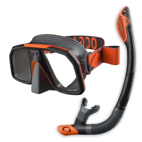 Oceanic Adult Mask + Snorkel Set, máscara de doble lente y tubo de snorkel Dry Top