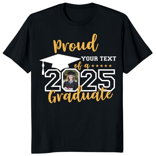 Custom Photo Graduation Shirts, Class of 2025 Family Graduation T-Shirt, Proud Family Graduation Tee, Graduate T Shirts Toddler Black 2T