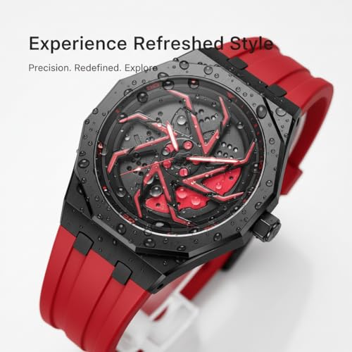 Image of IIK COLLECTION Men's Car Wheel Watch with Spinning Car Rim Hub Design with Silicon Strap|| Analog | Quartz Movement|| Water Resistant, Scratch Resistant