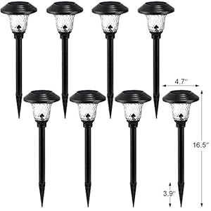 BEAU JARDIN 8 Pack Colored Decorative Solar Pathway Lights with 7 Color Changing Garden Stake Glass Metal Stainless Steel Waterproof Solar Powered Landscape Lights Lighting Black BG293 BEAU JARDIN 8 Pack Colored Decorative Solar Pathway Lights with 7 Color Changing Garden Stake Glass Metal Stainless Steel Waterproof Solar Powered Landscape Lights Lighting Black BG293