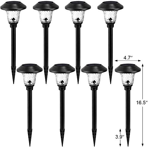 BEAU-JARDIN-8-Pack-Colored-Decorative-Solar-Pathway-Lights-with-7-Color-Changing-Garden-Stake-Glass-Metal-Stainless-Steel-Waterproof-Solar-Powered-Landscape-Lights-Lighting-Black-BG293 BEAU JARDIN 8 Pack Colored Decorative Solar Pathway Lights with 7 Color Changing Garden Stake Glass Metal Stainless Steel Waterproof Solar Powered Landscape Lights Lighting Black BG293