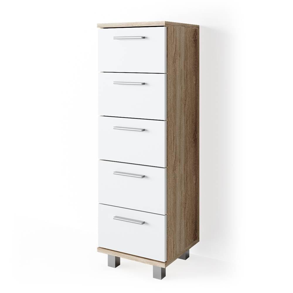 Vicco Cassettiera da bagno Ilias, Sonoma, 30 x 95 cm, adatto per il montaggio a parete e combinabile con la serie Ilias