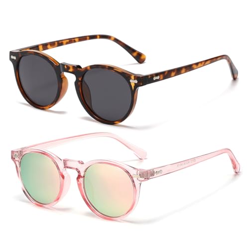 Image of Gleyemor Kids Polarized Cute Round Sunglasses for Kids Girls Boys Age 3-8