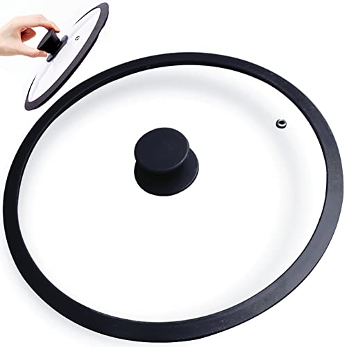 Glass Lid For 11 Inch Cast Iron Skillets Frying Pans, 28Cm Tempered Lids For Dutch Ovens, 11In Pan Cover With Silicone Rim For Stainless Steel Stock Pots, Heat Resistant Handle, Dishwasher Safe Black #TOP26