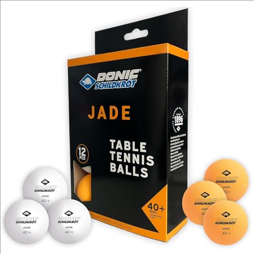 Donic-Schildkröt Pelotas de Tenis de Mesa Jade | Calidad Poly 40+ | Pack de 12 Unidades | 6 Blancas y 6 Naranjas | Ideal para Entrenamiento y Juego Recreativo