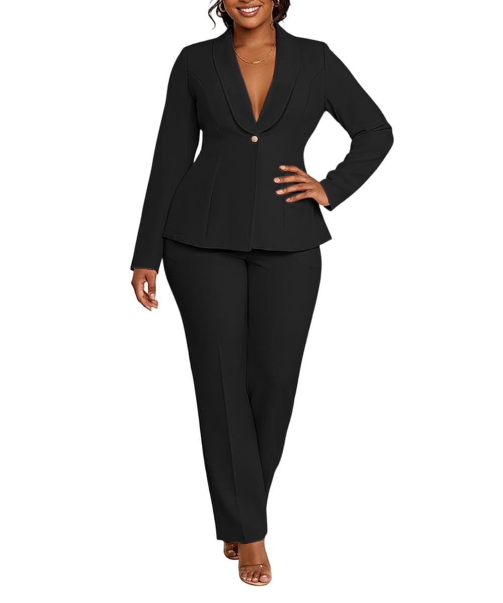 Pants Suits for Women Dressy Long Sleeve Blazer Sets 2 Piece Outfits Wedding Cocktail Suit Business Casual Work