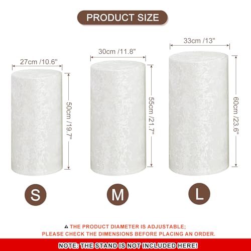 Fundas de soporte de elastano cilíndrico en terciopelo blanco de alta densidad 3